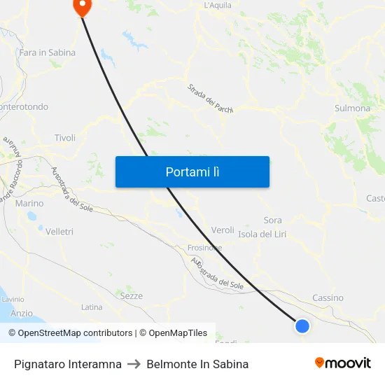 Pignataro Interamna to Belmonte In Sabina map