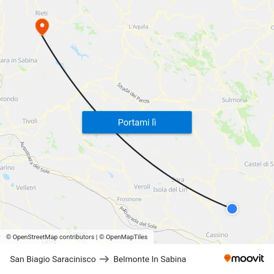 San Biagio Saracinisco to Belmonte In Sabina map