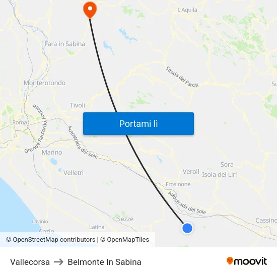 Vallecorsa to Belmonte In Sabina map