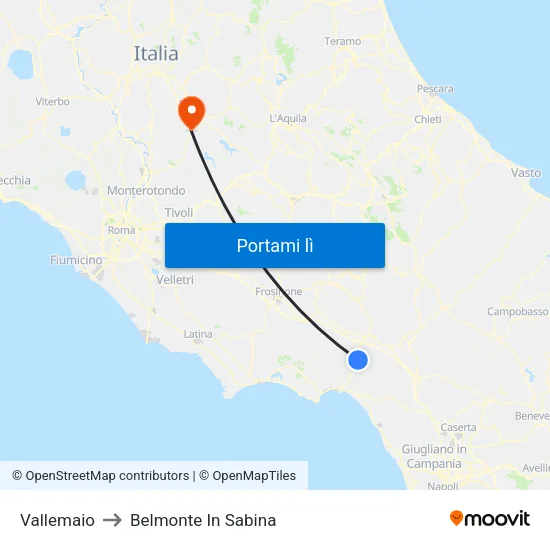 Vallemaio to Belmonte In Sabina map