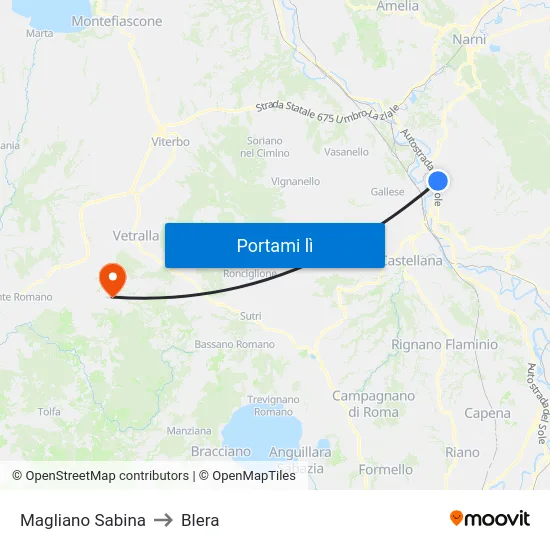 Magliano Sabina to Blera map