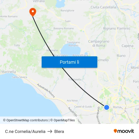 C.ne Cornelia/Aurelia to Blera map