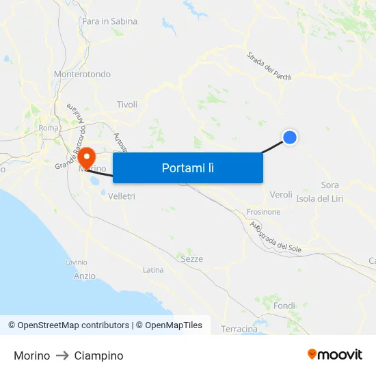 Morino to Ciampino map