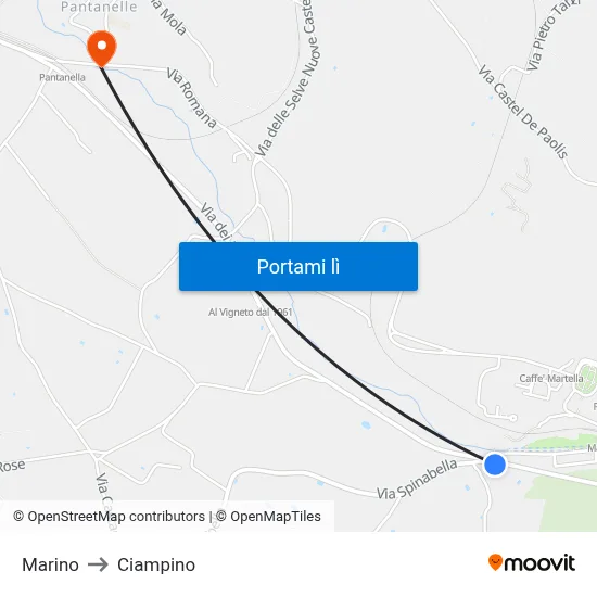 Marino to Ciampino map
