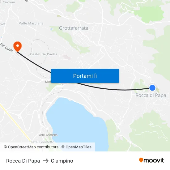 Rocca Di Papa to Ciampino map