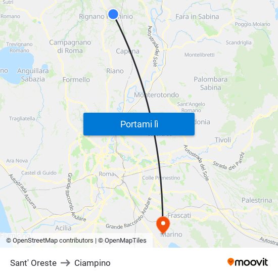 Sant' Oreste to Ciampino map