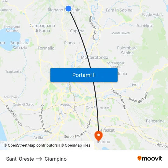 Sant' Oreste to Ciampino map