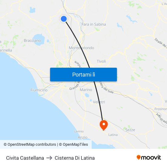 Civita Castellana to Cisterna Di Latina map