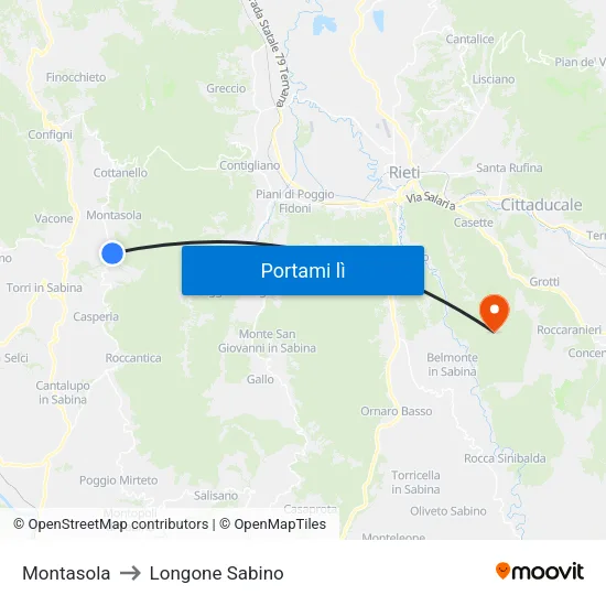 Montasola to Longone Sabino map