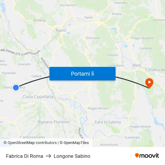 Fabrica Di Roma to Longone Sabino map