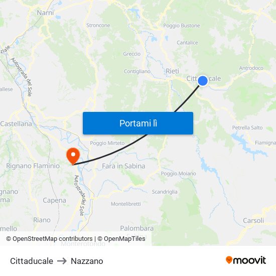 Cittaducale to Nazzano map