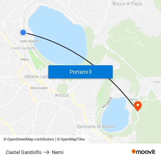 Castel Gandolfo to Nemi map