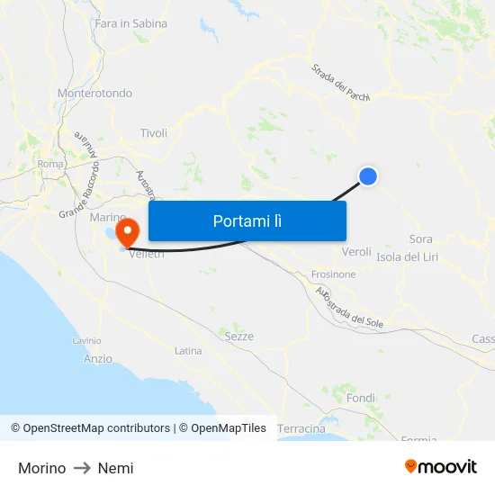Morino to Nemi map