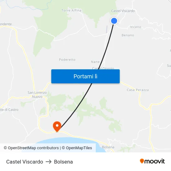 Castel Viscardo to Bolsena map