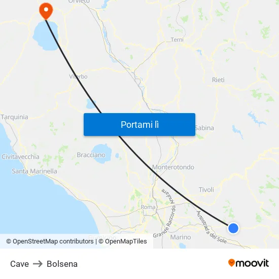 Cave to Bolsena map