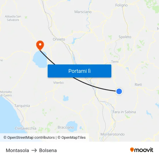 Montasola to Bolsena map