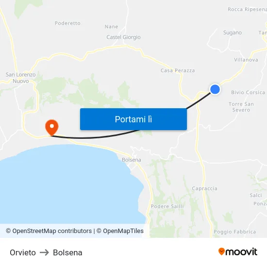 Orvieto to Bolsena map