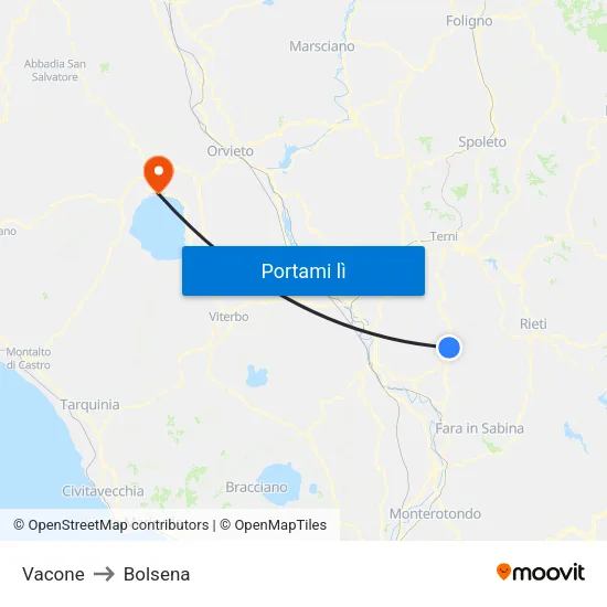 Vacone to Bolsena map