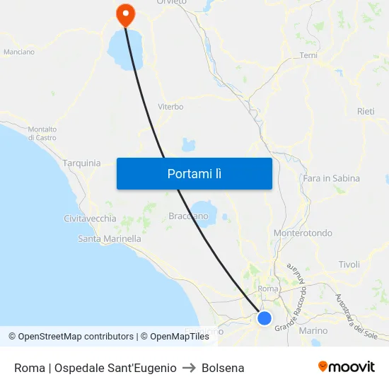 Roma | Ospedale Sant'Eugenio to Bolsena map
