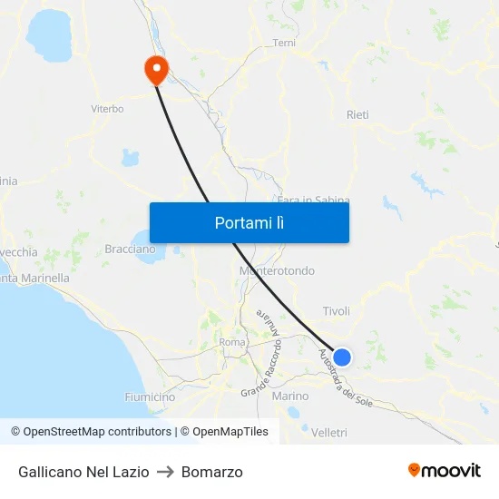 Gallicano Nel Lazio to Bomarzo map