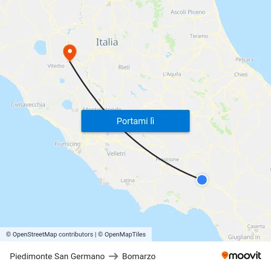 Piedimonte San Germano to Bomarzo map