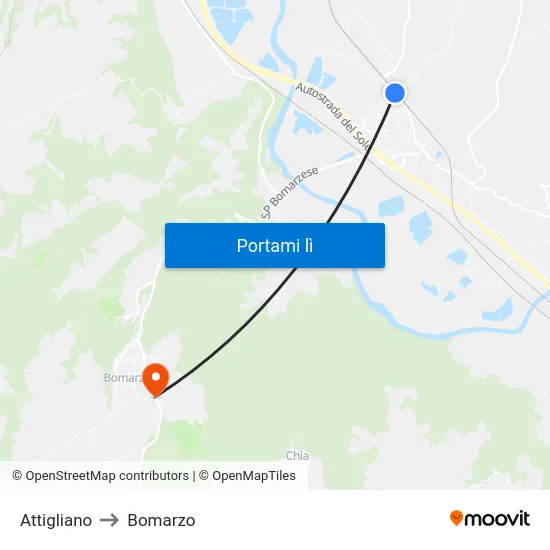 Attigliano to Bomarzo map