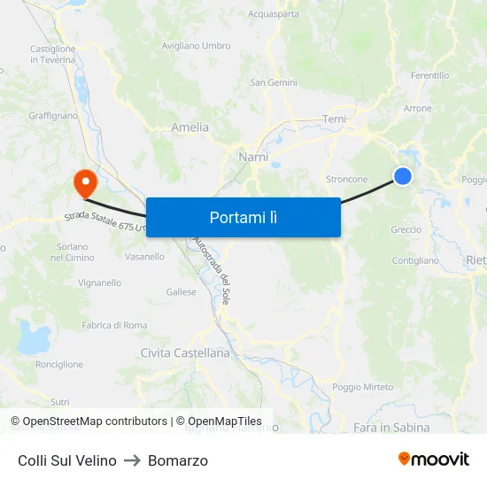 Colli Sul Velino to Bomarzo map