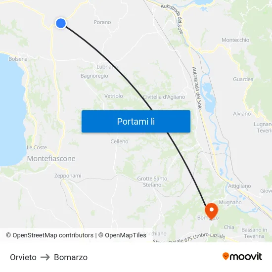 Orvieto to Bomarzo map