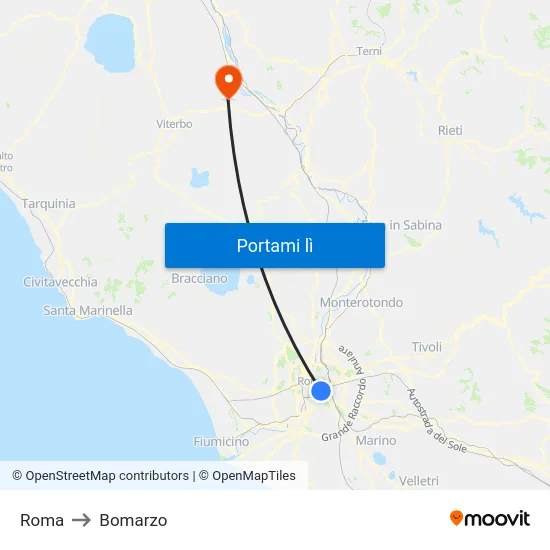 Roma to Bomarzo map