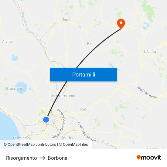 Risorgimento to Borbona map