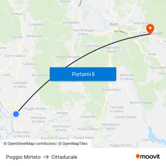 Poggio Mirteto to Cittaducale map