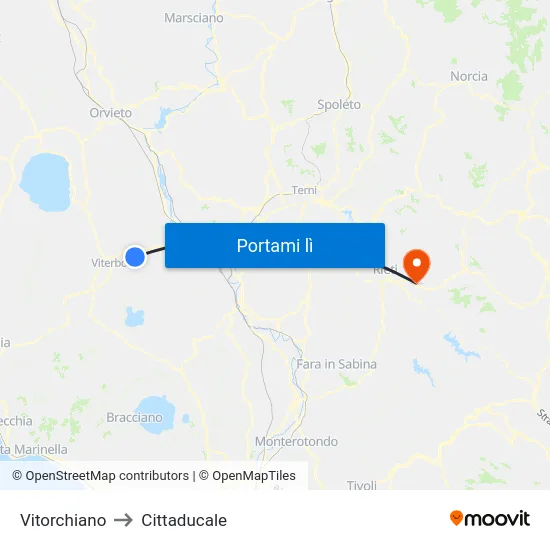 Vitorchiano to Cittaducale map
