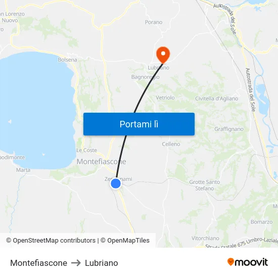 Montefiascone to Lubriano map