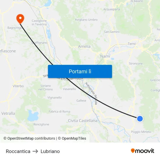 Roccantica to Lubriano map