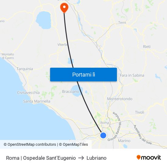 Roma | Ospedale Sant'Eugenio to Lubriano map