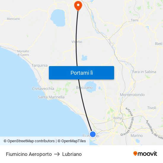 Fiumicino Aeroporto to Lubriano map