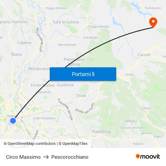 Circo Massimo to Pescorocchiano map