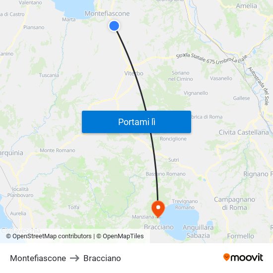 Montefiascone to Bracciano map