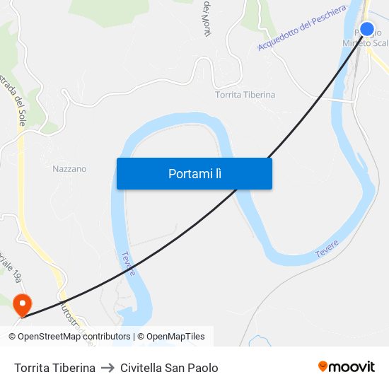 Torrita Tiberina to Civitella San Paolo map