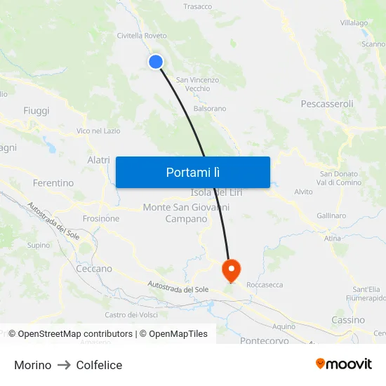 Morino to Colfelice map