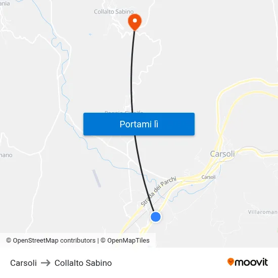 Carsoli to Collalto Sabino map