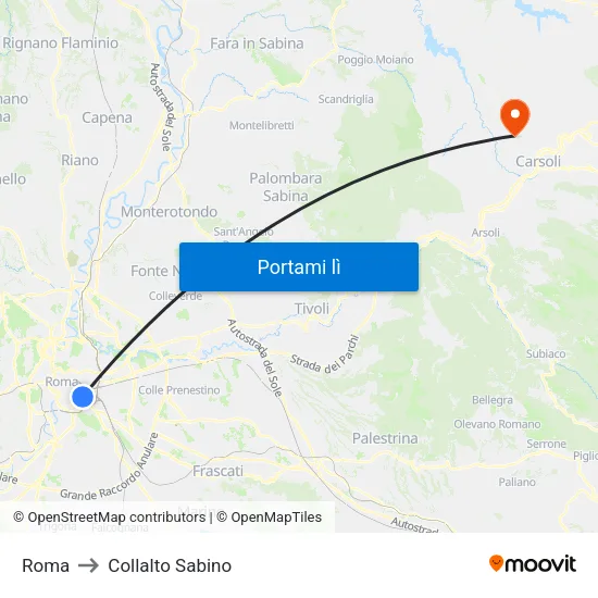 Roma to Collalto Sabino map