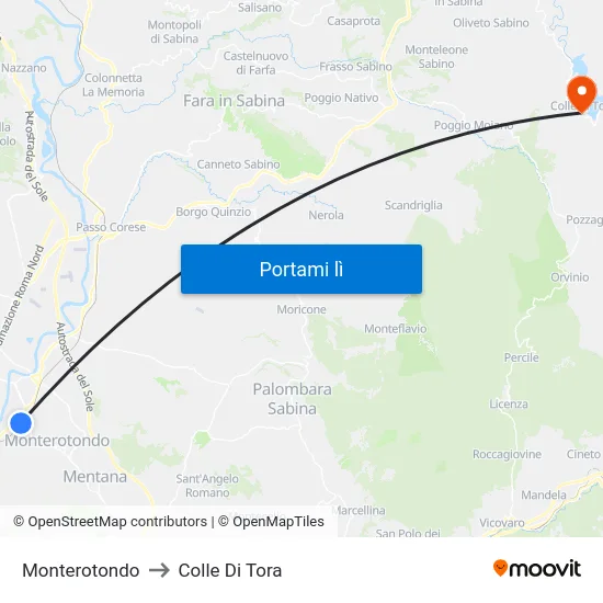 Monterotondo to Colle Di Tora map