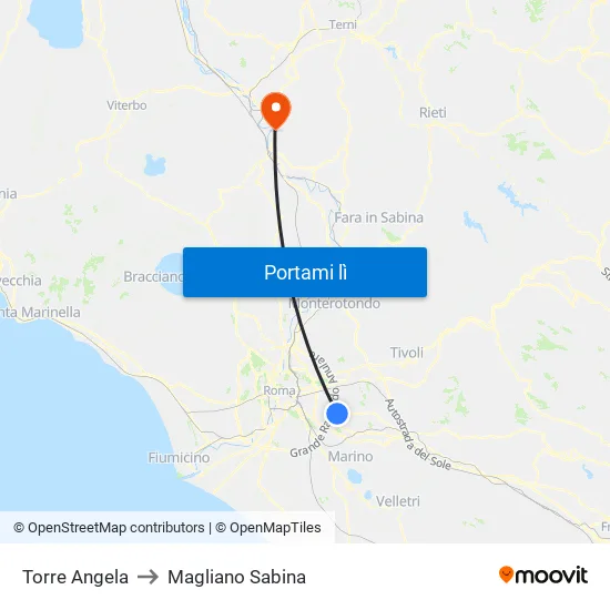 Torre Angela to Magliano Sabina map