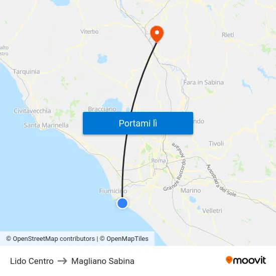 Lido Centro to Magliano Sabina map