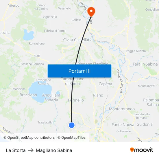 La Storta to Magliano Sabina map