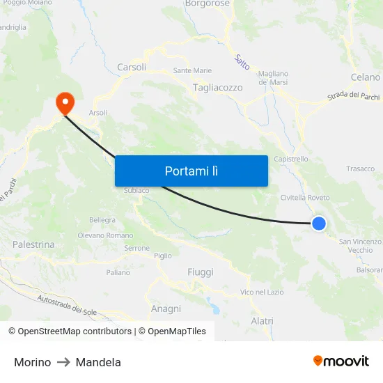 Morino to Mandela map