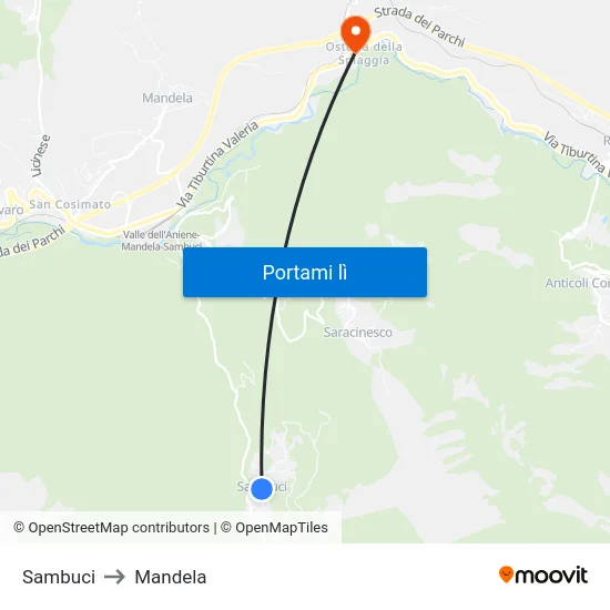 Sambuci to Mandela map