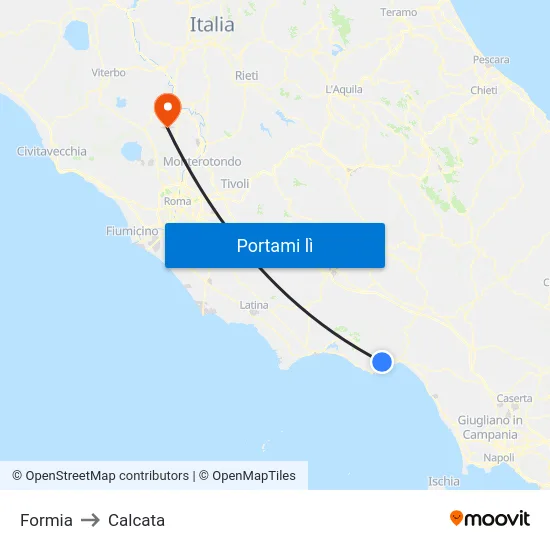 Formia to Calcata map