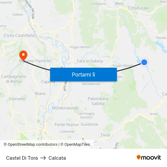 Castel Di Tora to Calcata map